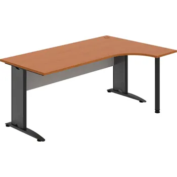 Psací stůl CE 1800 L – Stůl ergo levý 180 × 120 cm - Třešeň , Šedá , Černý kov