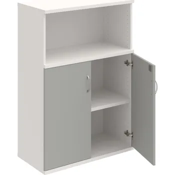 Policová skříň SZ 3 80 02 – Skříň policová dvéřová 115,2 × 80 cm - Šedá , Bílá , USN – Hobis