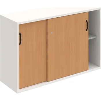 Policová skříň SZ 2 120 02 – Skříňka s posuv. dveřmi 76,8 × 120 cm - Buk , Bílá , UCO – černá
