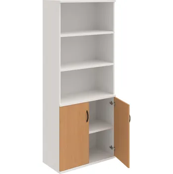 Policová skříň S 5 80 03 – Skříň policová dvéřová 192 × 80 cm - Buk , Bílá , UCO – černá