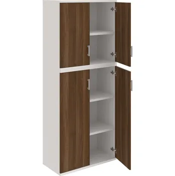 Policová skříň S 5 80 06 – Skříň policová dvéřová 192 × 80 cm - Ořech , Bílá , USH – hranatá