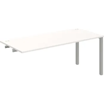 Psací stůl US 1800 R – Stůl pracovní délky 180 cm, k řetězení - Bílá , Šedý kov