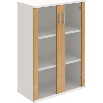 Policová skříň S 3 80 04 – Skříň policová dvéřová 115,2 × 80 cm - Dub , Bílá , USH – hranatá