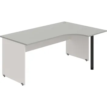 Psací stůl GE 1800 60 L – Stůl ergo 180 × 120 cm, levý - Šedá , Bílá , Černý kov