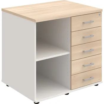 SPKZ 3 80 60 P N – Skříňka ke stolu, pravá, s centrálním zamykáním - Akát , Bílá , USH – hranatá