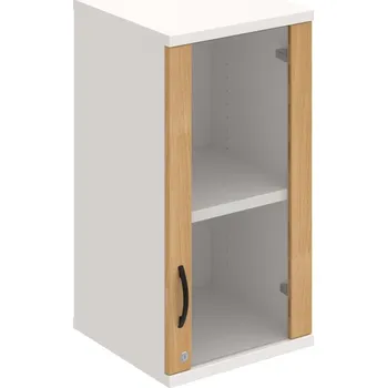 Policová skříň SZ 2 40 02 P H – Skříň policová dvéřová 76,8 × 40 cm - Dub , Bílá , UCO – černá