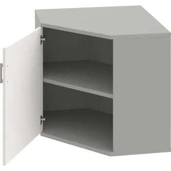 Policová skříň SRV 2 01 L – Skříň vnitřní roh levá 76,8 cm - Bílá , Šedá , USH – hranatá