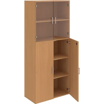 Policová skříň DZ 5 80 08 – Skříň policová dvéřová 185 × 80 cm - Buk , Buk , USH – hranatá