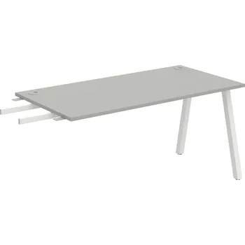 Psací stůl US A 1600 RU – Stůl pracovní délky 160 cm, k řetězení - Šedá , Bílý kov