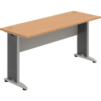 Psací stůl CE 1600 – Stůl pracovní rovný 160 cm, hl. 60 cm - Buk , Šedá , Šedý kov