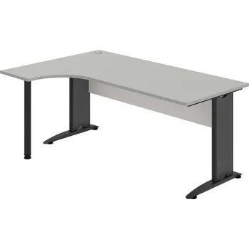 Psací stůl CE 1800 P – Stůl ergo pravý 180 × 120 cm - Šedá , Bílá , Černý kov