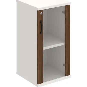 Policová skříň SZ 2 40 02 P – Skříň policová dvéřová 76,8 × 40 cm - Ořech , Bílá , UCO – černá