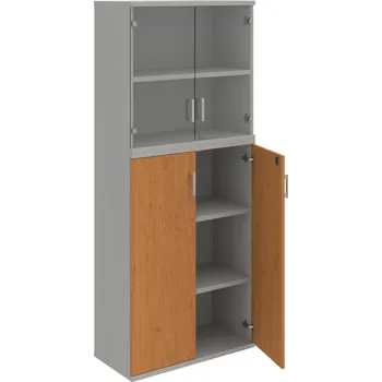 Policová skříň SZ 5 80 11 – Skříň policová dvéřová 192 × 80 cm - Olše , Šedá , USH – hranatá