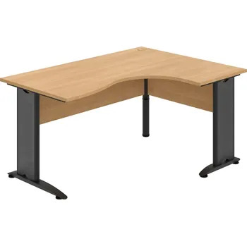 Psací stůl CE 2005 L – Stůl ergo levý 160 × 120 cm - Dub , Dub , Černý kov