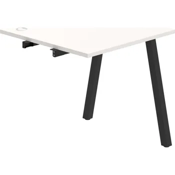 Psací stůl US A 800 R – Stůl pracovní délky 80 cm, k řetězení - Bílá , Černý kov