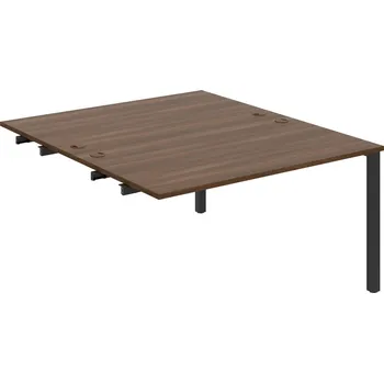 Psací stůl USD 1400 R – Stůl pracovní 140 × 160 cm, k řetězení - Ořech , Černý kov