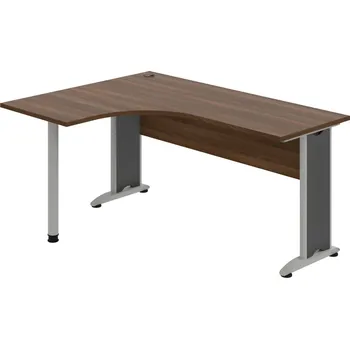 Psací stůl CE 60 P – Stůl ergo pravý 160 × 120 cm - Ořech , Ořech , Šedý kov