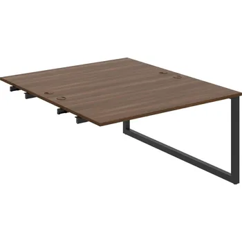 Psací stůl USD O 1400 R – Stůl pracovní 140 × 160 cm, k řetězení - Ořech , Černý kov