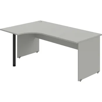 Psací stůl GE 1800 60 P – Stůl ergo 180 × 120 cm, pravý - Šedá , Šedá , Černý kov