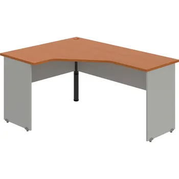 Psací stůl GEV 60 P – Stůl ergo pravý 160 × 120 cm - Třešeň , Šedá , Černý kov