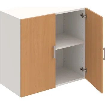 Policová skříň D 2 80 01 – Skříň policová dvéřová 74 × 80 cm - Buk , Bílá , USH – hranatá