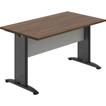 Jednací stůl CJ 1400 – Stůl jednací rovný 140 cm - Ořech , Šedá , Černý kov