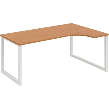 Psací stůl UE O 1800 L – Stůl ergo 180 × 120 cm, levý - Olše , Bílý kov