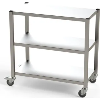 Nerezový přepravní vozík do čistých prostor, 3 úrovně, s hladkými policemi, 1200 x 400 x 1000 mm