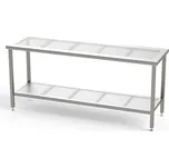 Nerez stůl do čistých prostor, perforovaná pracovní deska, perforovaná police, 1200 x 700 x 900 mm