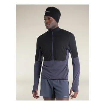 Icebreaker Mens Merino 200 Realfleece™ Descender LS Half Zip, BLACK/GRAPHITE/CB