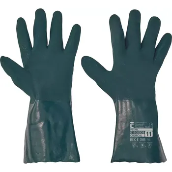 Pracovní rukavice PETREL rukavice celomáčené v zeleném PVC - 11 - 10