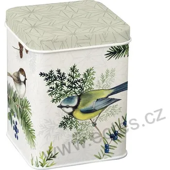 Dóza na potraviny IHR MAISIE'S FRIENDS plechová dóza na čaj 7420 sýkorka modřinka a větvičky jehličí