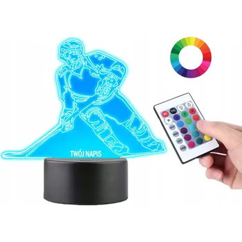 Lampička LAMPičKA na SKLE Soška Hokej 3D LED RGB + DÁLKOVÝ OVLADAČ 16 BAREV