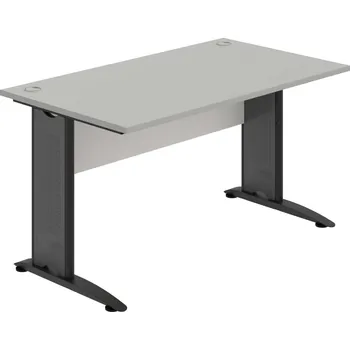 Psací stůl CS 1400 – Stůl pracovní rovný 140 cm - Šedá , Bílá , Černý kov