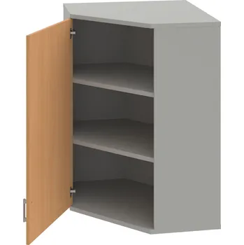 Policová skříň SRV 3 01 L H – Skříň vnitřní roh levá 115,2 cm - Buk , Šedá , USH – hranatá