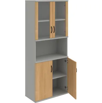 Policová skříň S 5 80 07 – Skříň policová dvéřová 192 × 80 cm - Dub , Šedá , UCO – černá