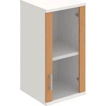Policová skříň S 2 40 02 P H – Skříň policová dvéřová 76,8 × 40 cm - Buk , Bílá , USH – hranatá