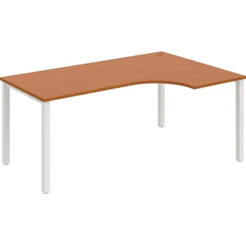 Psací stůl UE 1800 60 L – Stůl ergo 180×120 cm, levý - Třešeň , Bílý kov