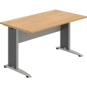 Psací stůl CS 1400 – Stůl pracovní rovný 140 cm - Dub , Šedá , Šedý kov