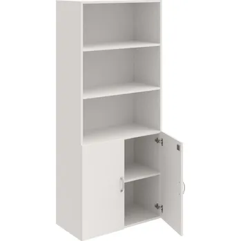 Policová skříň DZ 5 80 03 – Skříň policová dvéřová 185 × 80 cm - Bílá , Bílá , USN – Hobis