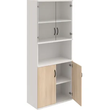 Policová skříň S 5 80 10 – Skříň policová dvéřová 192 × 80 cm - Akát , Bílá , UCO – černá