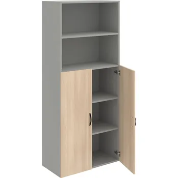 Policová skříň D 5 80 04 – Skříň policová dvéřová 185 × 80 cm - Akát , Šedá , UCO – černá