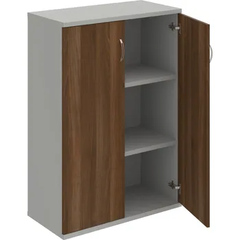 Policová skříň S 3 80 01 – Skříň policová dvéřová 115,2 × 80 cm - Ořech , Šedá , USN – Hobis