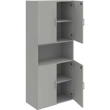 Policová skříň DZ 5 80 05 – Skříň policová dvéřová 185 × 80 cm - Šedá , Šedá , USH – hranatá