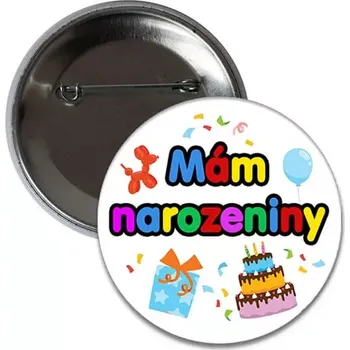 Brož Narozeniná brož "Mám narozeniny" barevná