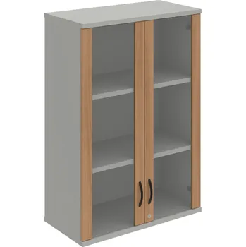 Policová skříň SZ 3 80 04 H – Skříň policová dvéřová 115,2 × 80 cm - Višeň , Šedá , UCO – černá