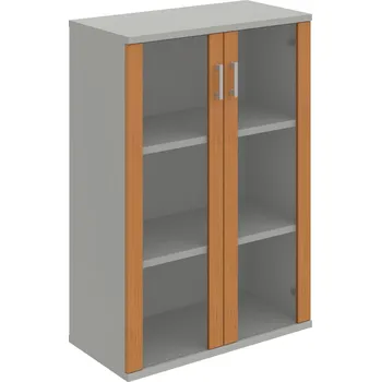 Policová skříň S 3 80 04 – Skříň policová dvéřová 115,2 × 80 cm - Olše , Šedá , USH – hranatá