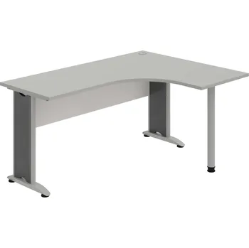 Psací stůl CE 60 L – Stůl ergo levý 160 × 120 cm - Šedá , Bílá , Šedý kov