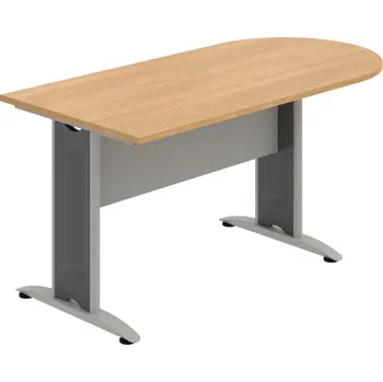 Jednací stůl CP 1600 1 – Stůl jednací oblouk 160 cm - Dub , Šedá , Šedý kov