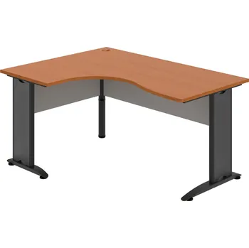 Psací stůl CE 2005 P – Stůl ergo pravý 160 × 120 cm - Třešeň , Šedá , Černý kov